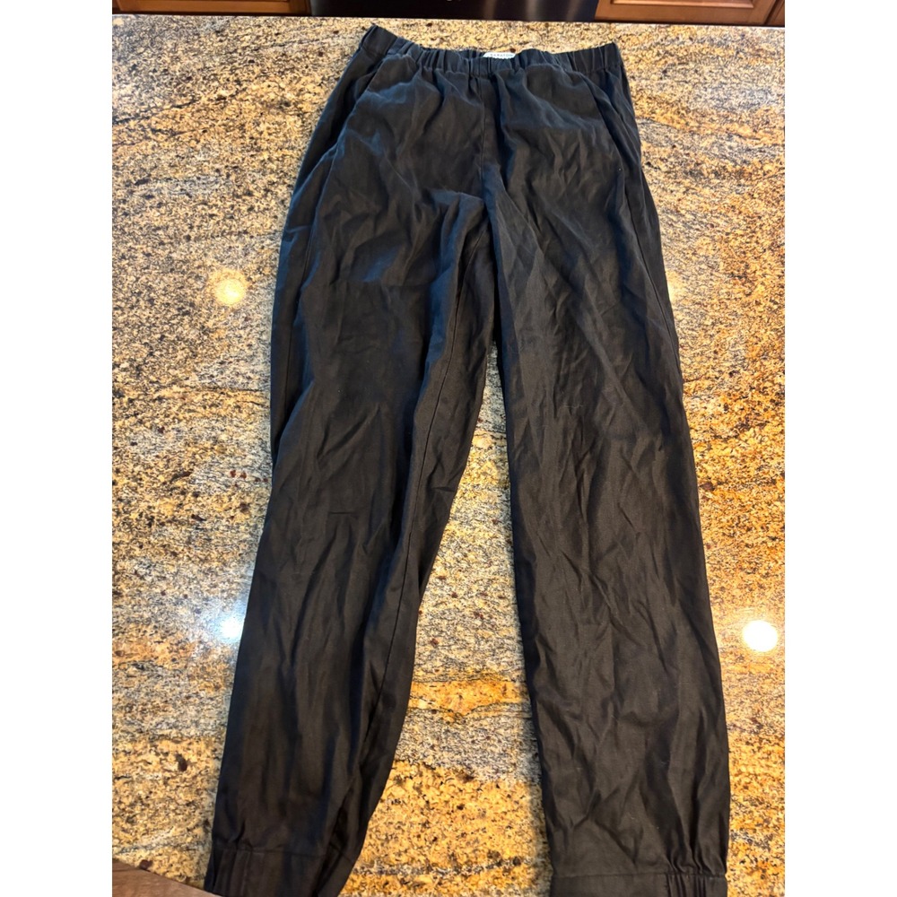Babaton Women's Black Linen Blend‎ Jogger Pants Relaxed Everyday Comfort Size S